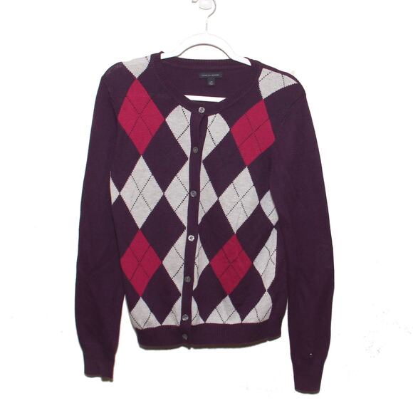 Tommy Hilfiger Argyle Cardigan Sweater  Size Large - Picture 1 of 6